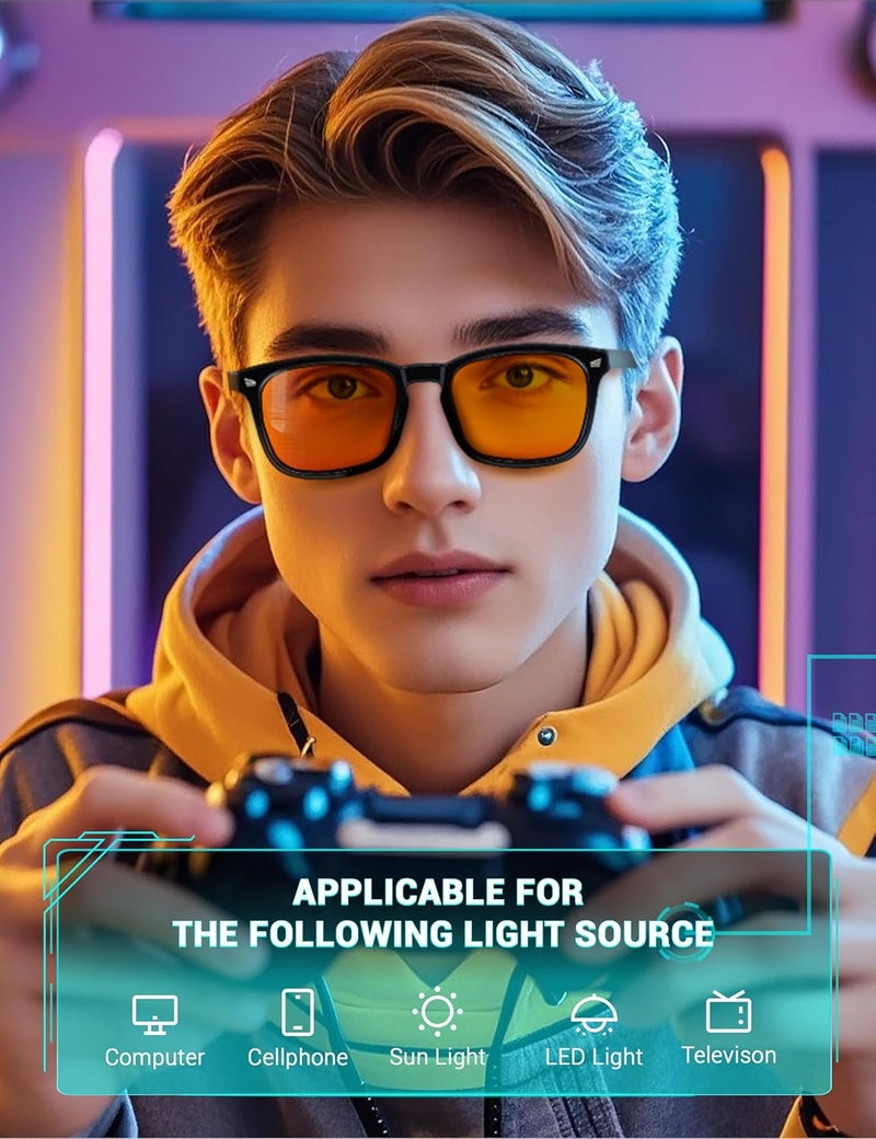 TIJN Blue Light Blocking Glasses Dual AR Coatings Amber Orange Lens for Computer Gaming - Image 2